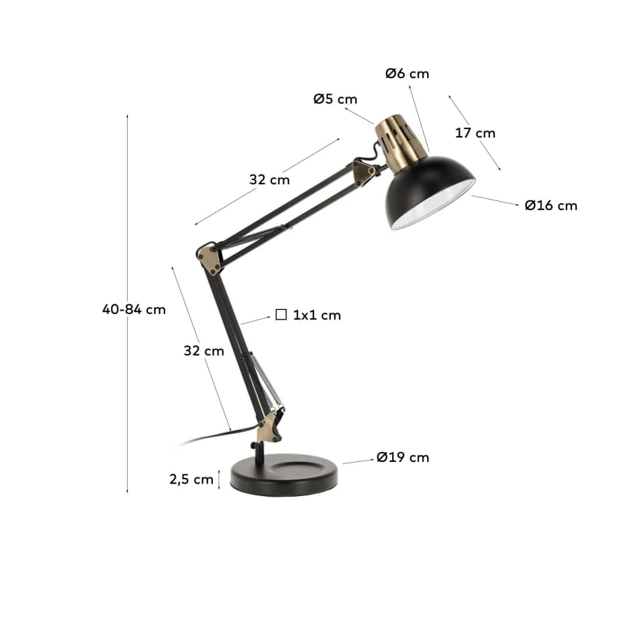 Kristine steel table lamp UK adapter
