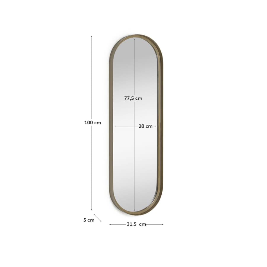 Tiare gold metal wall mirror 31 x 101 cm