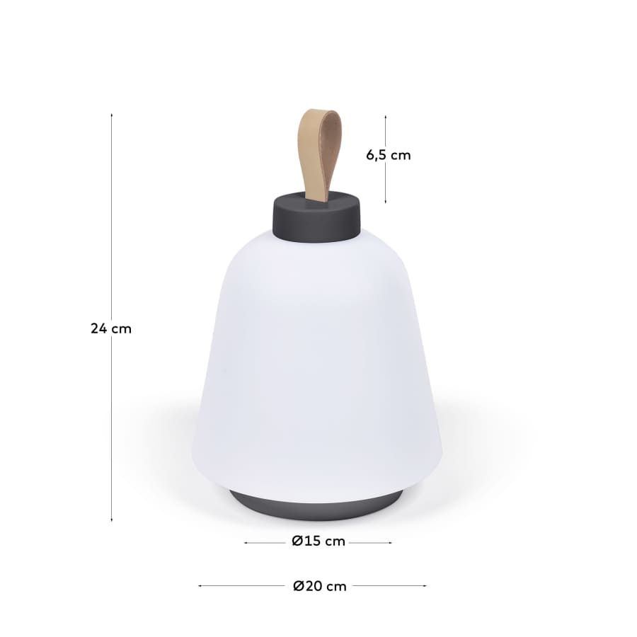 Candeeiro de mesa de exterior Udiya de polietileno e metal acabamento preto