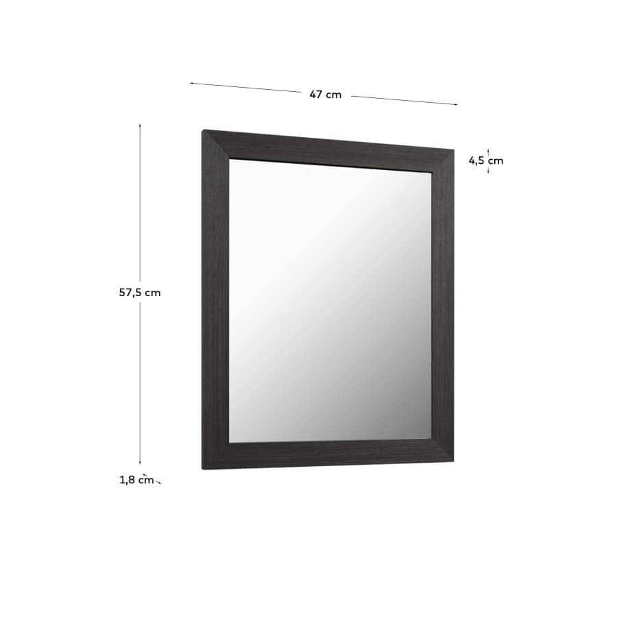 Miroir Wilany cadre large en MDF avec finition foncée 47 x 57,5 cm