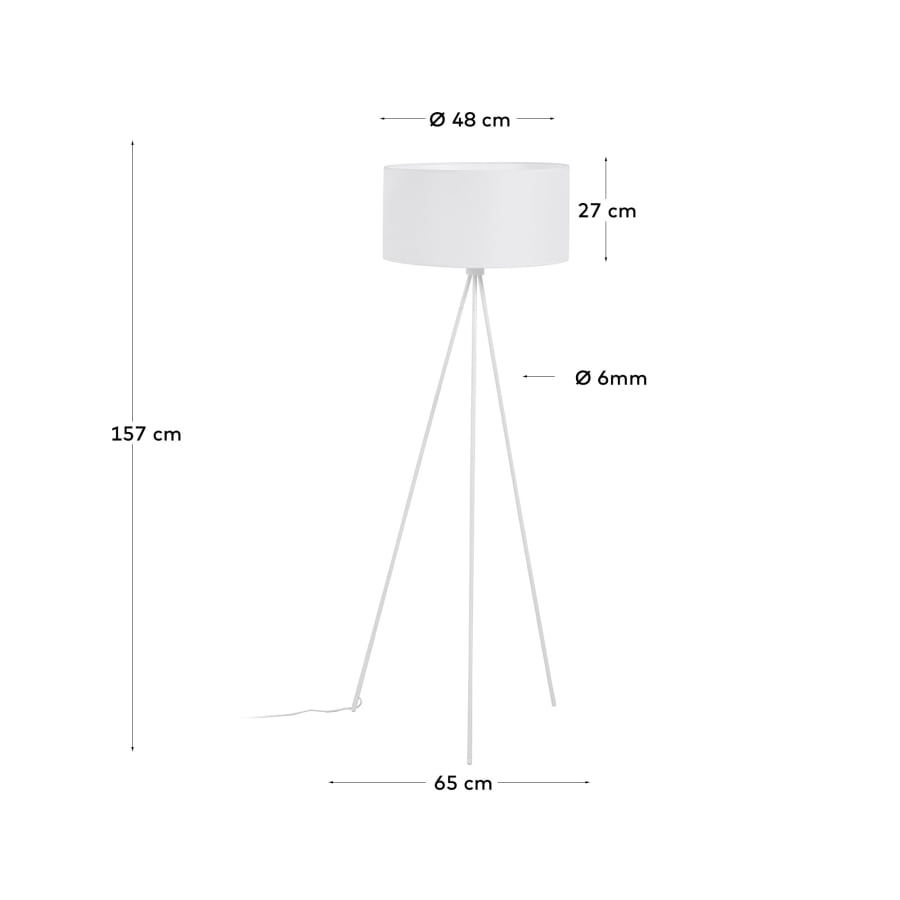 Llum de peu Ikia de metall acabat blanc amb adaptador UK