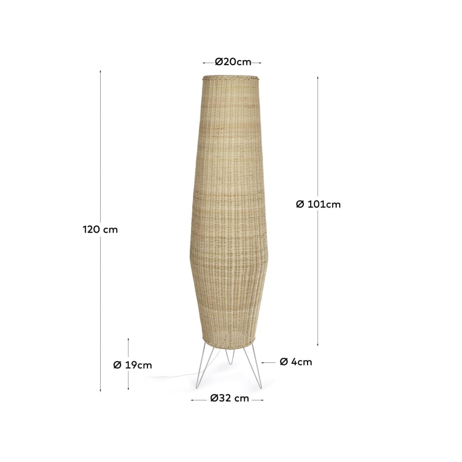 Large Kamaria floor lamp in rattan with natural finish UK adapter