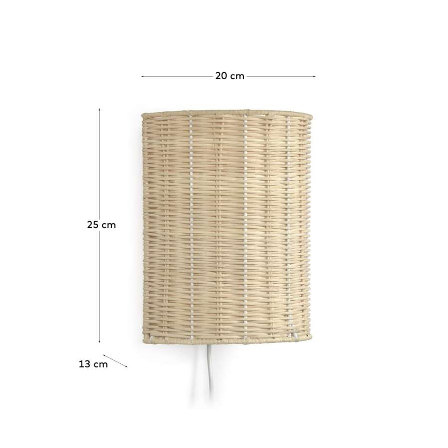 Kimjit wall light in rattan with natural finish UK adapter