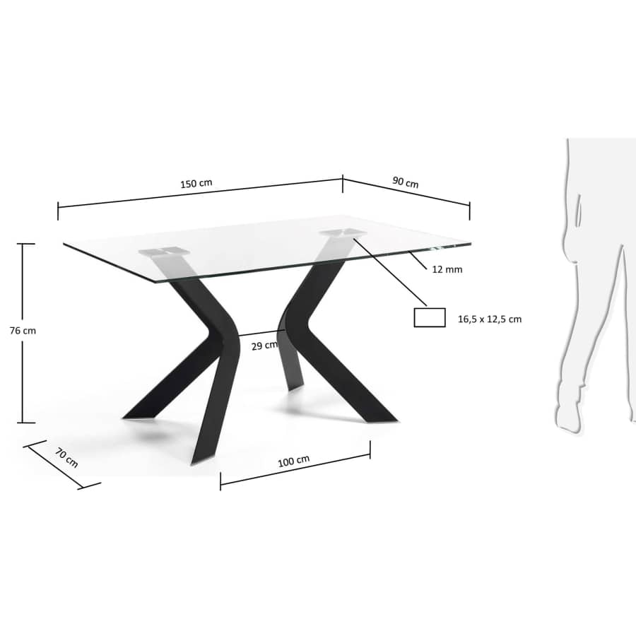 Table Westport 150x90 cm, noir