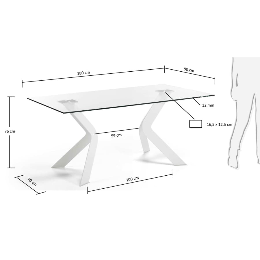 Westport table 180x90 cm, white and neutral