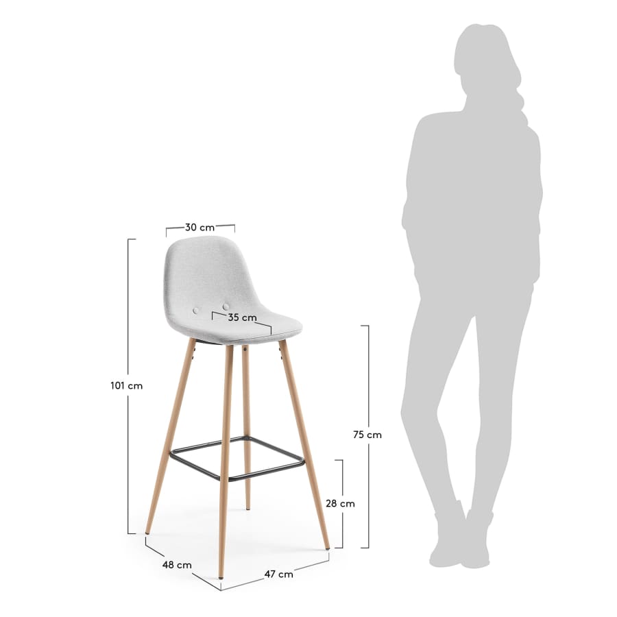 Tabouret Nolite gris clair hauteur 75 cm