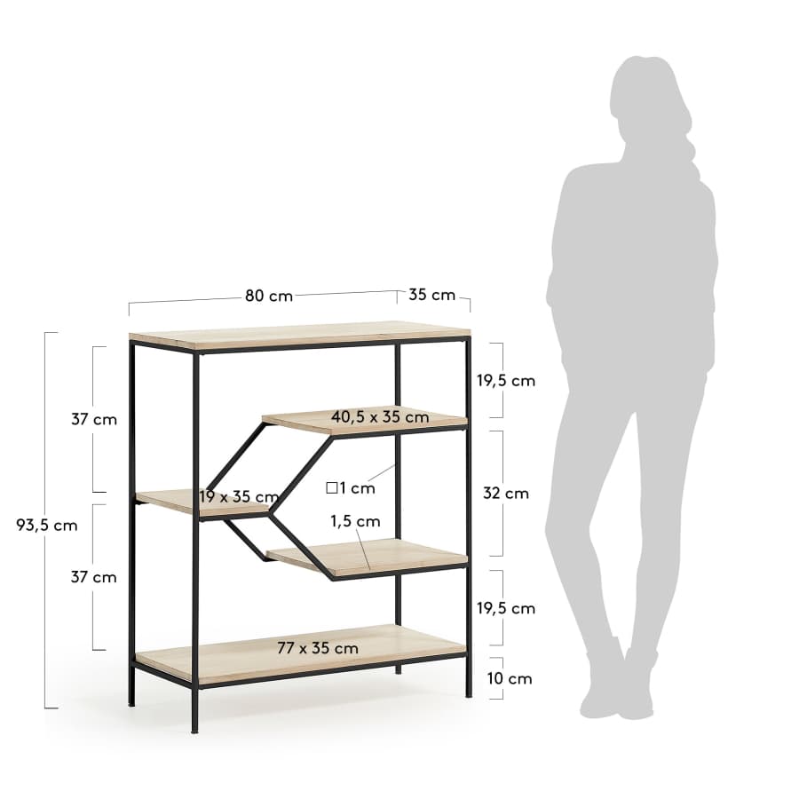 Push shelving unit 80 x 93,5 cm black