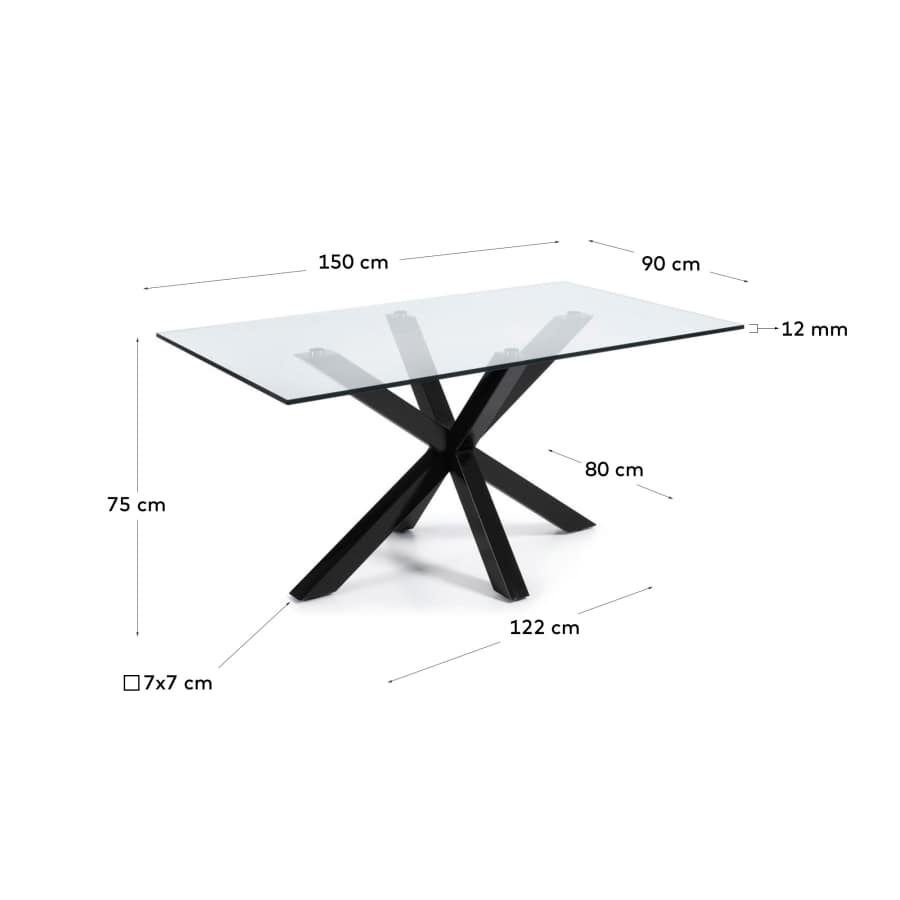 Argo table 150 x 90 cm, epoxy black and transparent glass