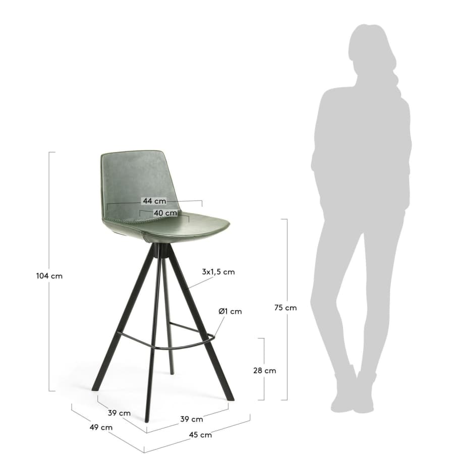 Green Zeva barstool height 75 cm