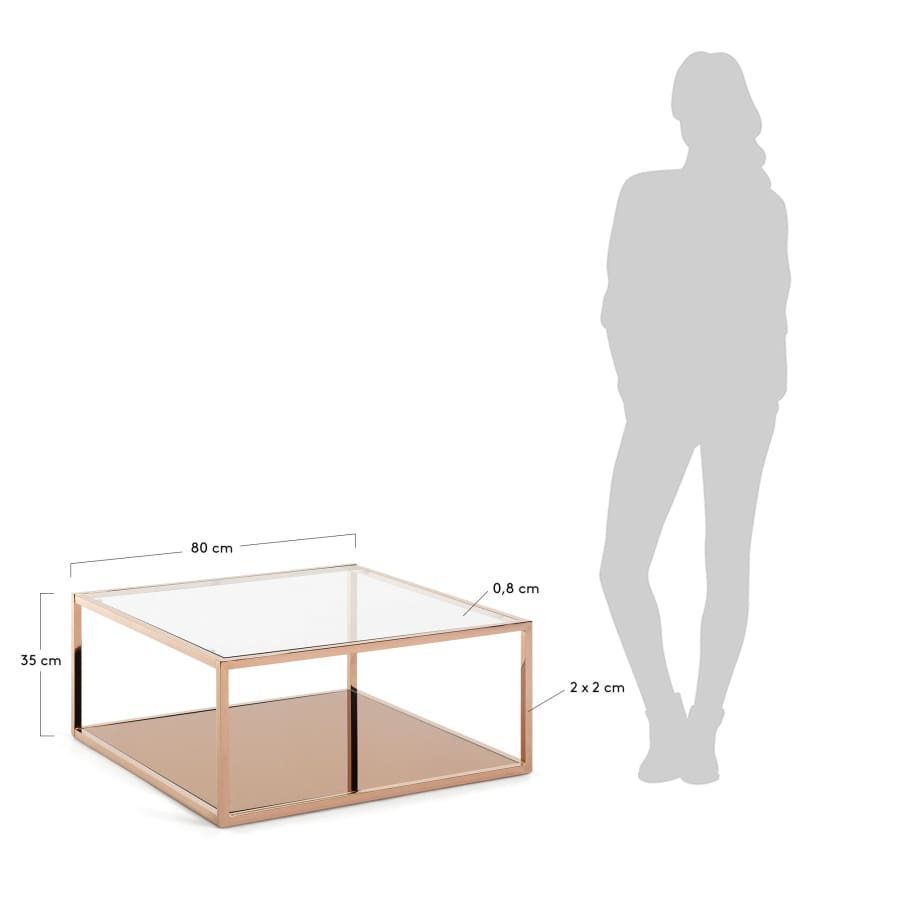 Greenhill square copper coffee table 80 x 80 cm