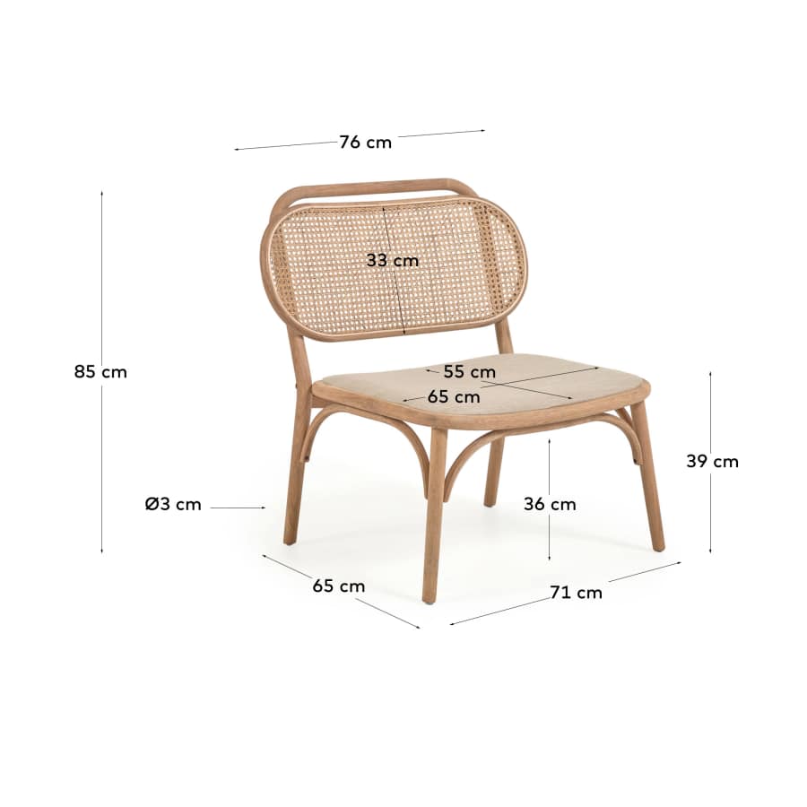 Doriane solid oak easy chair with natural finish and upholstered seat FSC Mix Credit