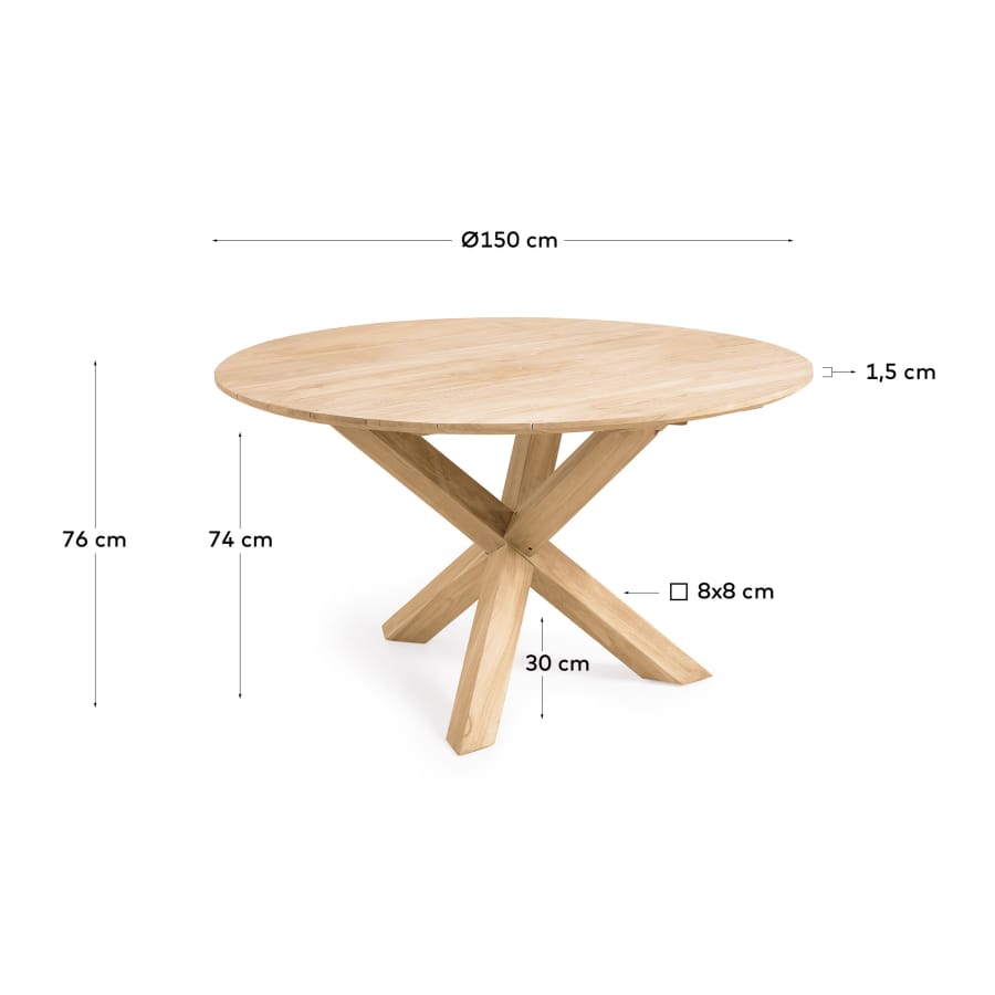 Teresinha round garden table in solid teak Ø 150 cm