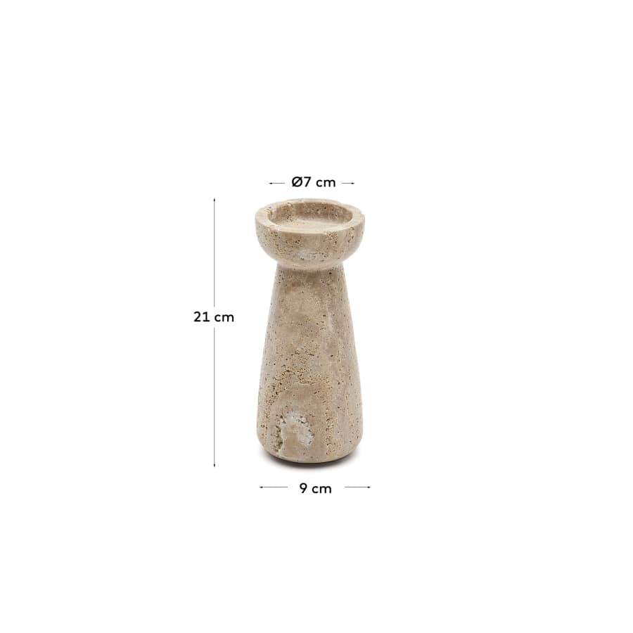 Magan small beige travertine candle holder x