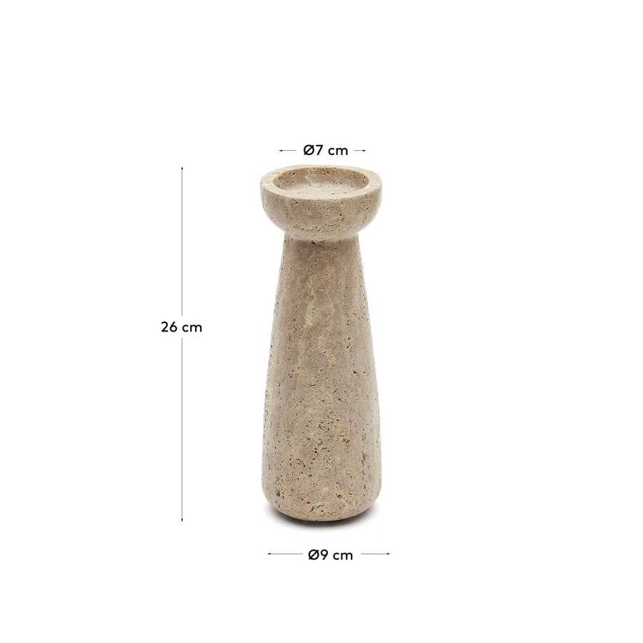 Magan large beige travertine candle holder x