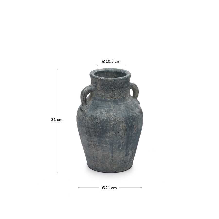 Blanes terracotta vase in blue, 30.5 cm