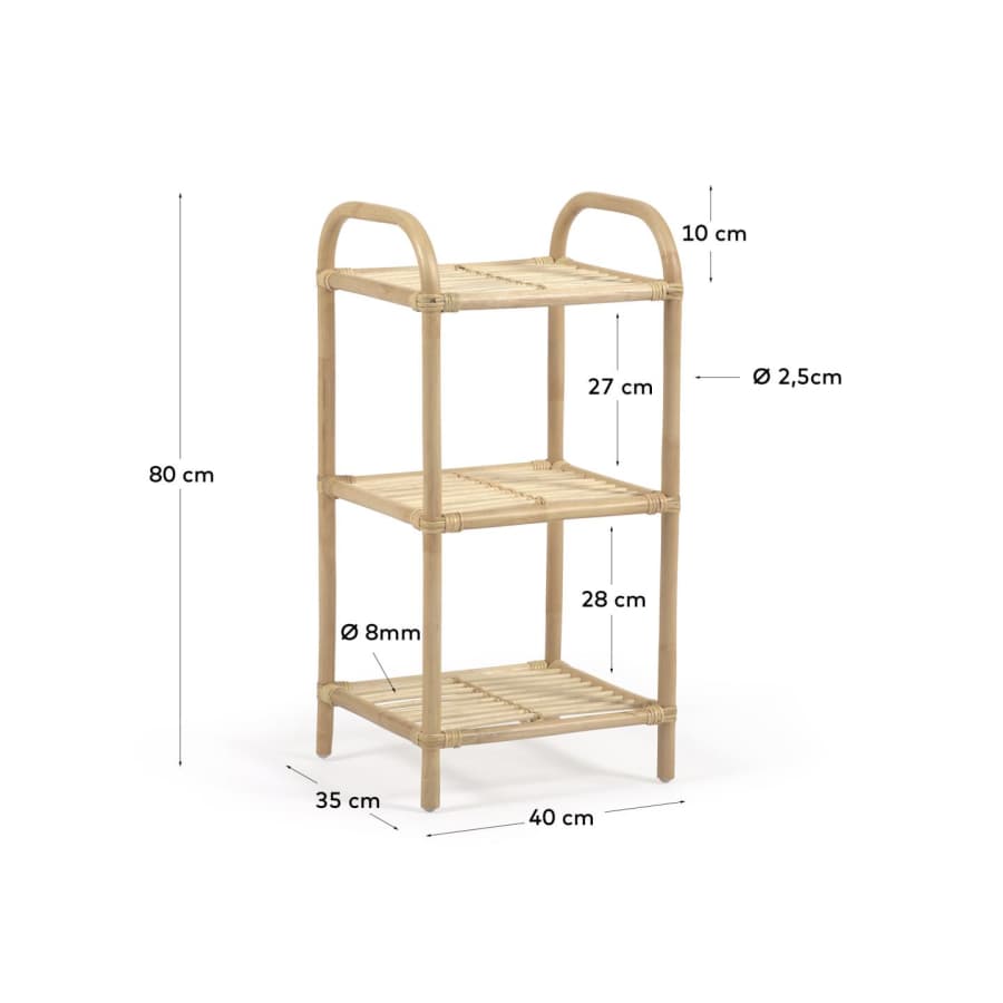 Ormela rattan shelving unit with natural finish, 40 x 80 cm
