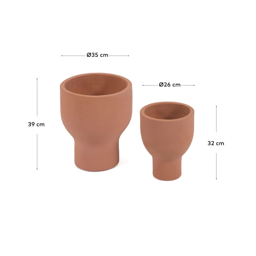 Ensemble Vittorina de 2 cache-pots en terre cuite Ø 26 cm / Ø 35cm
