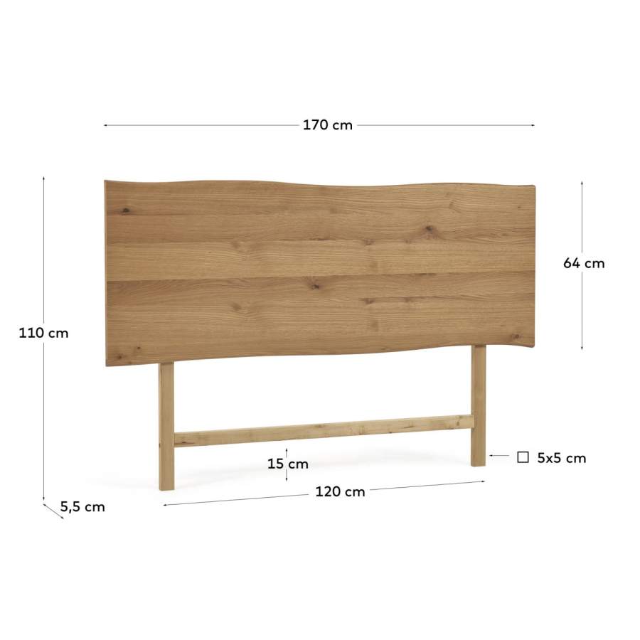 Rasha Bettkopfteil aus Eichenfurnier mit natürlichem Finish für Bett von 160 cm