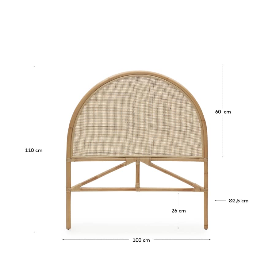 Tête de lit ronde Quiterie en rotin naturel 90 cm