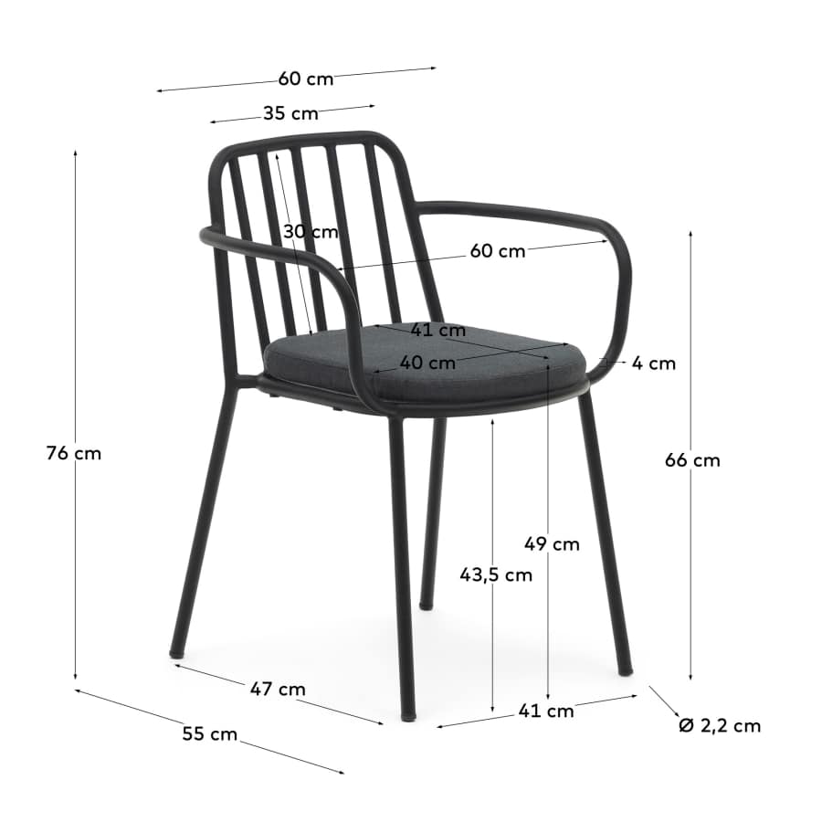 Bramant stackable steel chair with black finish