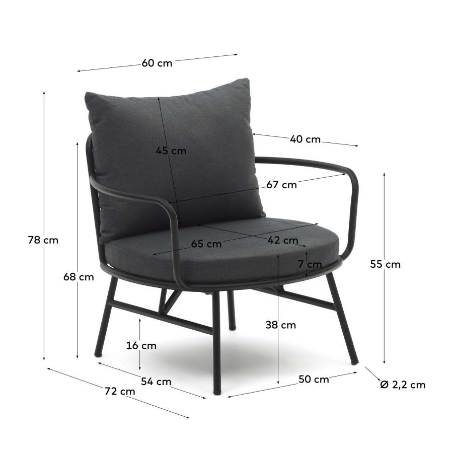 Bramant steel armchair with black finish