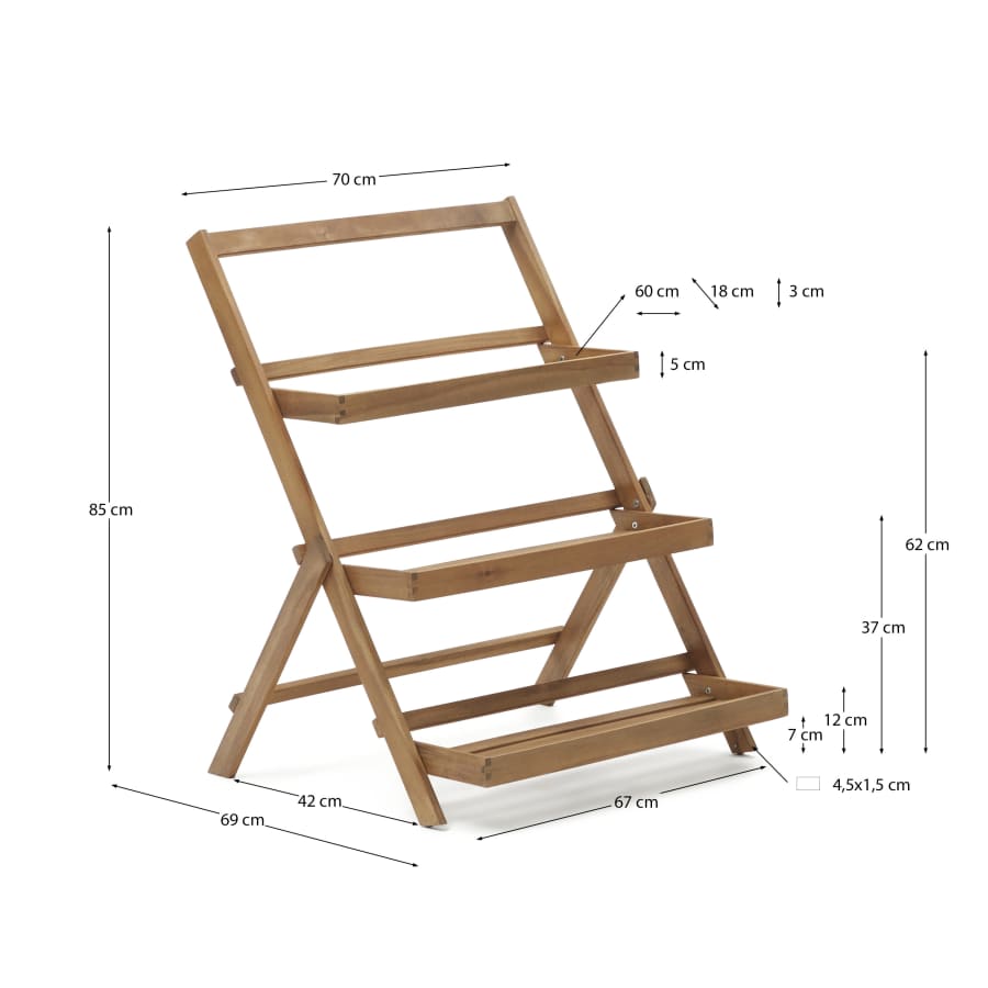 Victora outdoor shelving unit made from solid acacia wood, 70 x 85 cm FSC 100%