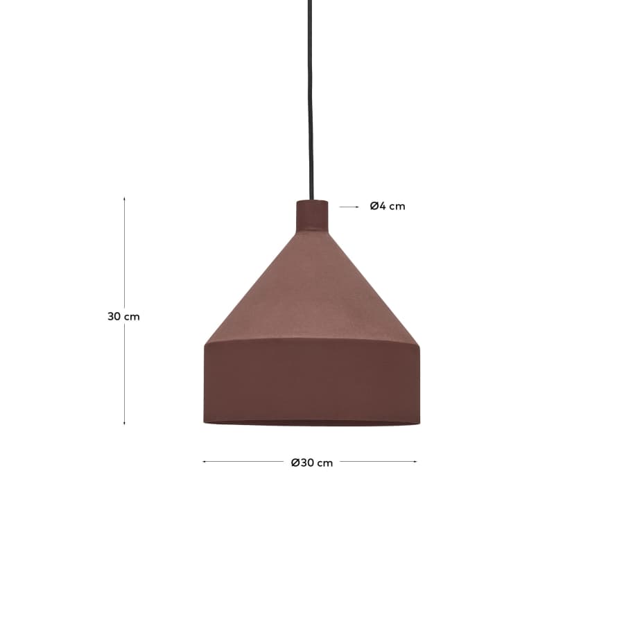 Peralta plafondlamp in metaal met terractotta geschilderde afwerking, Ø 30 cm