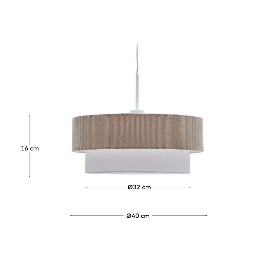 Bianella ceiling lamp in cotton and beige corduroy,  Ø 40 cm.