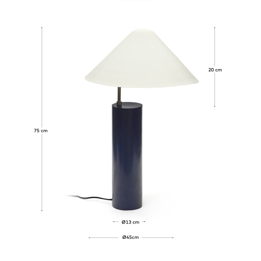 Shiva metal table lamp with blue and white painted finish, 73 cm
