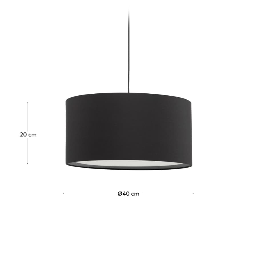 Abat-jour pour suspension Santana noir avec diffuseur blanc Ø 40 cm
