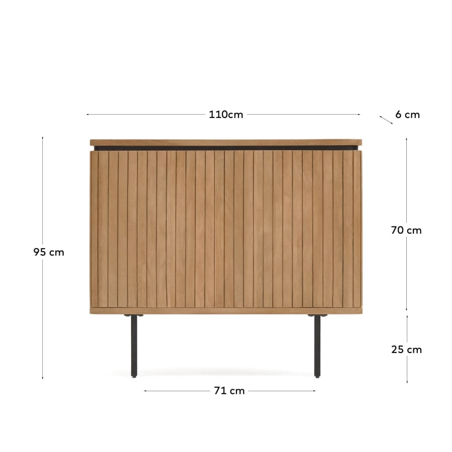 Licia solid mango wood and metal headboard with a black finish for a bed up to 90 cm