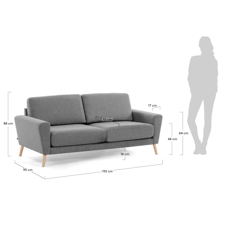 Narnia 3-Sitzer Sofa Chenille hellgrau 192 cm