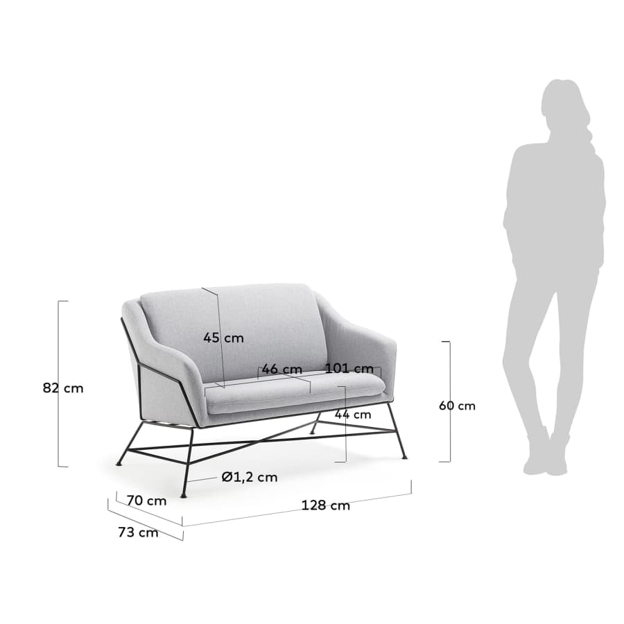 Brida 2-Sitzer-Sofa hellgrau 128 cm