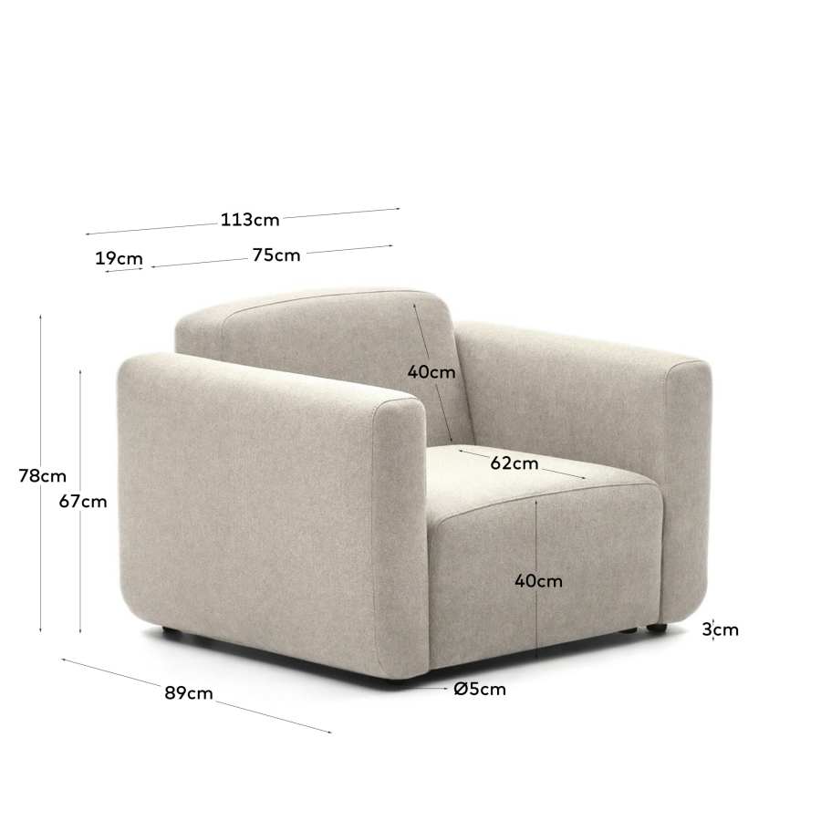 Neom modular armchair in beige FSC Mix Credit
