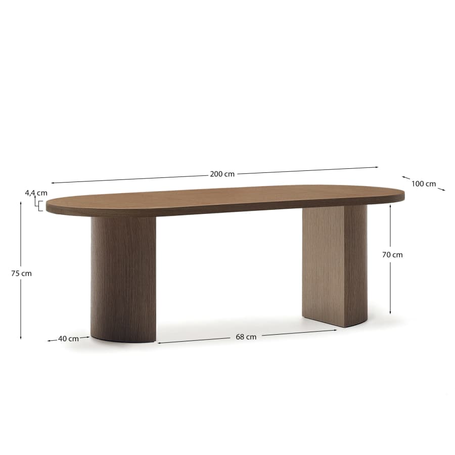 Nealy table with a walnut veneer in a dark finish, 200 x 100 cm