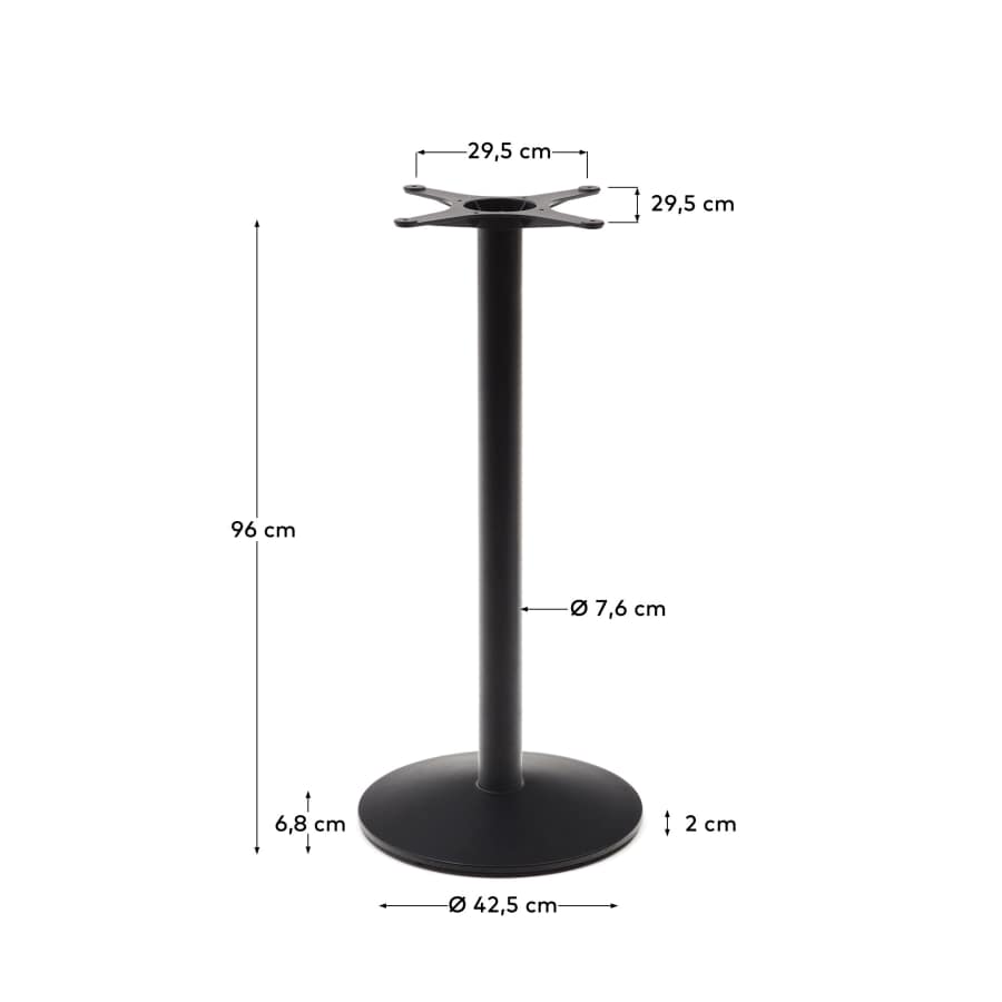 Esilda high bar-table leg with round metal base in a painted black finish