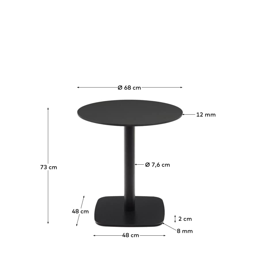 Dina round outdoor table in black with metal legal in a painted black finish, Ø 68x70 cm
