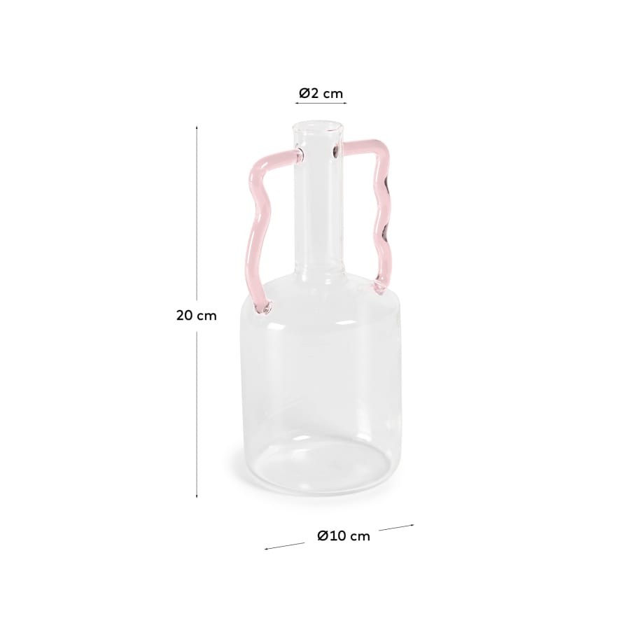 Gerro Yumalay de vidre transparent i rosa 22 cm