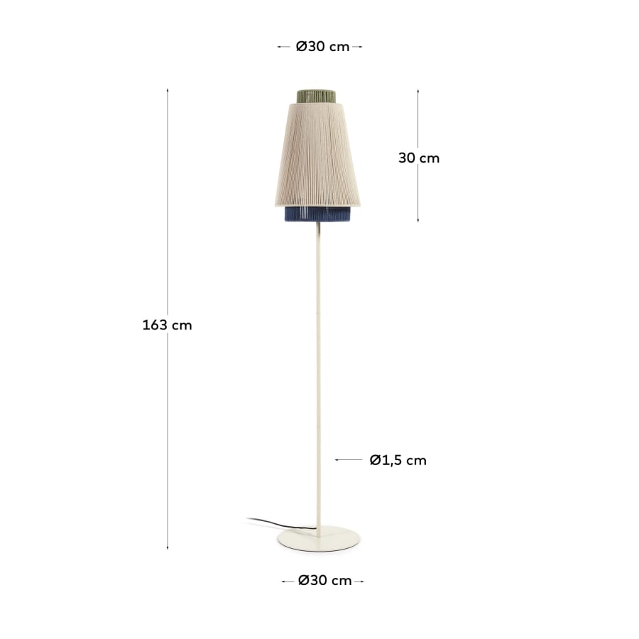 Yuvia cotton floor lamp with a beige and blue finish UK adaptador
