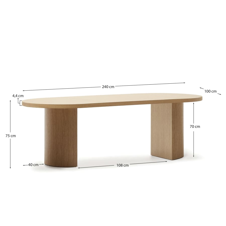 Nealy table with an oak veneer in a natural finish, 240 x 100 cm