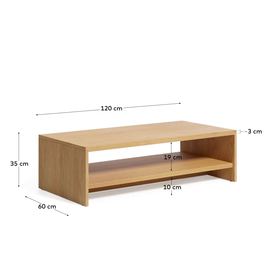 Abilen oak wood veneer coffee table 120 x 60 FSC 100%