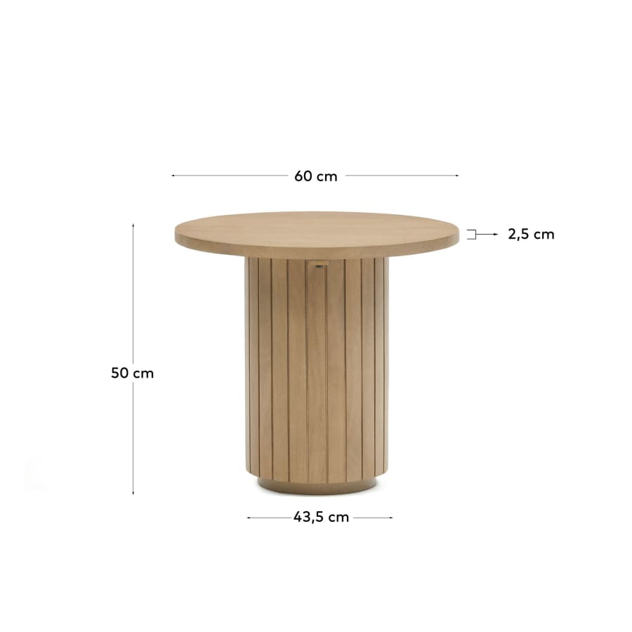 Licia round side table, solid mango wood, Ø 60 cm