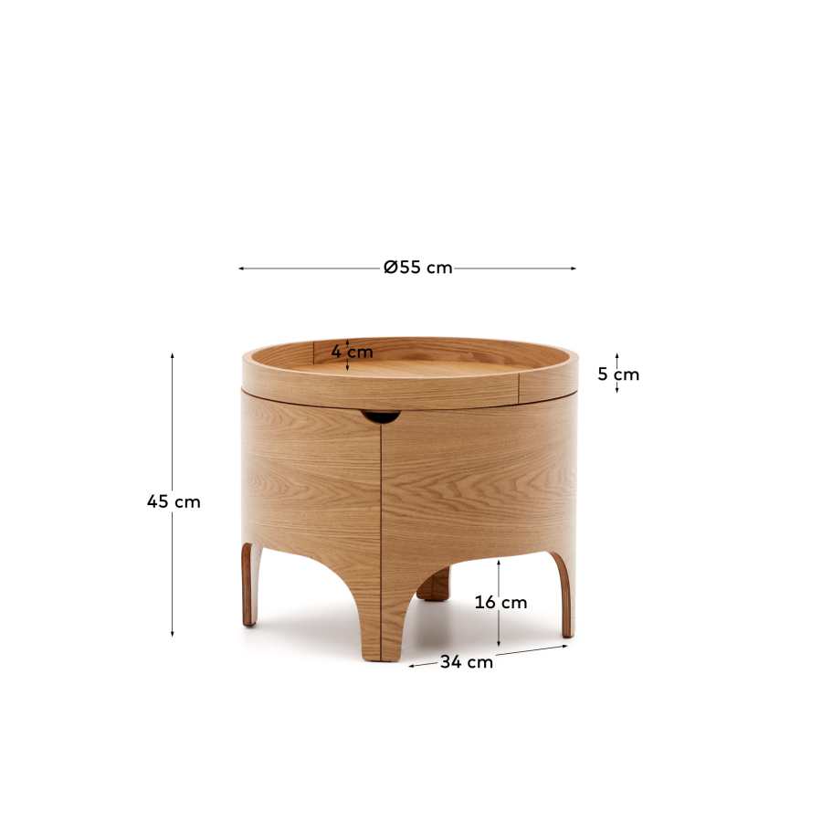 Table de chevet Octavia en contreplaqué de frêne FSC Mix Credit Ø 55 cm