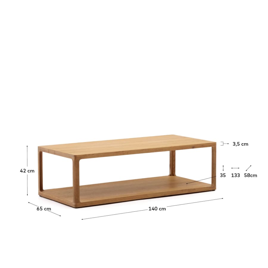 Maymai oak wood coffee table 140 x 65 cm