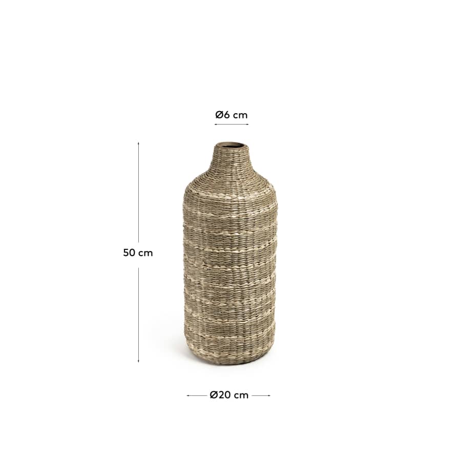 Umma large bamboo vase, with natural fibres and a natural finish