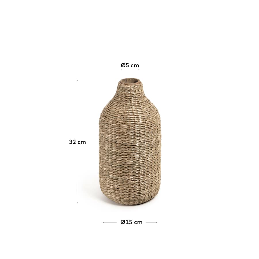 Umma small bamboo vase, with natural fibres and a natural finish