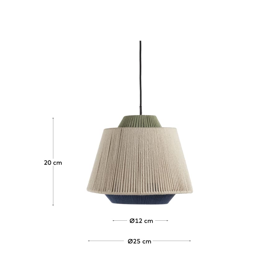 Yuvia cotton ceiling lamp with a beige and blue finish
