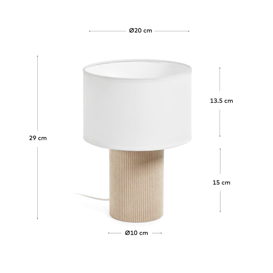Bianella corduroy table lamp in beige