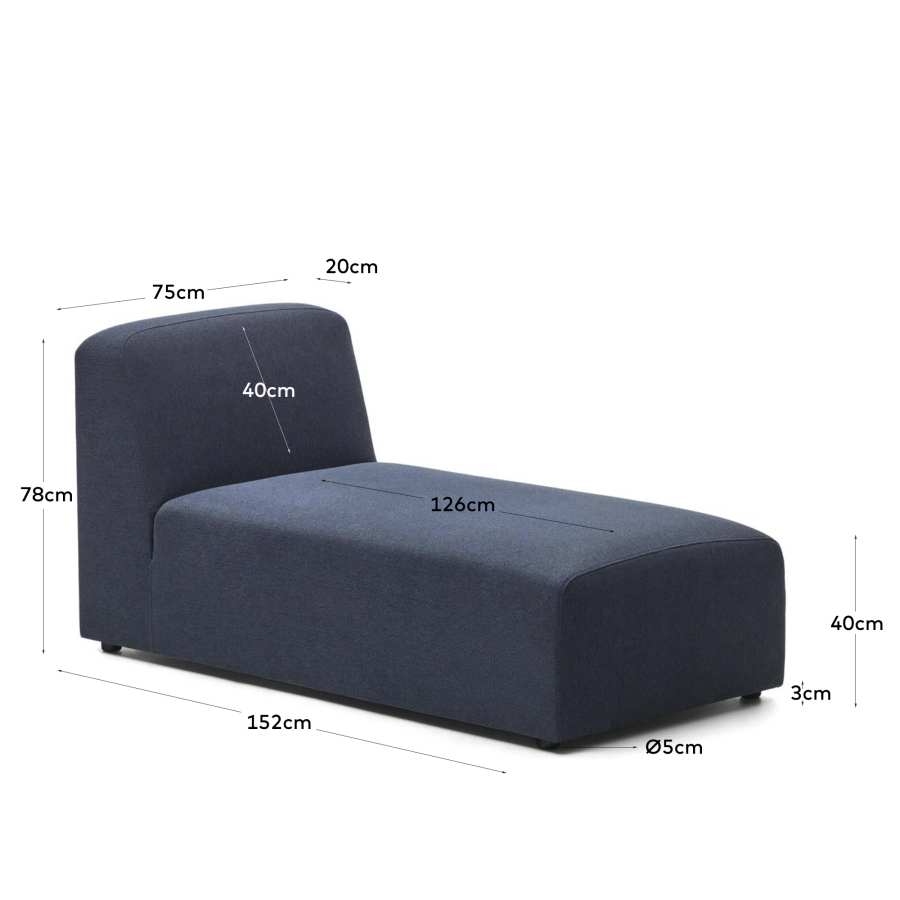 Neom chaise module in blue, 152 x 75 cm FSC Mix Credit