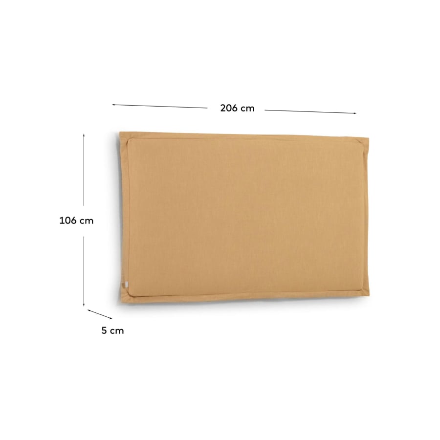 Capçal desenfundable Tanit de lli mostassa per a llit de fins a 200 cm